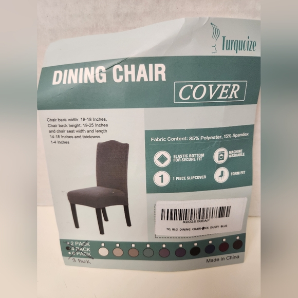 Turquoize Strech Dining Chair Slipcovers Blue 3 Pack - Picture 1 of 6